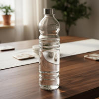Botella de Cristal para Agua de 1 Litro, con Tapón de Acero. Pack 6 o 12 Botellas Reutilizables, Grande, Transparente y Resistente, Disponible en Dos Diseños. Ideal para Cualquier tipo de Bebida, Apta para Nevera y Lavavajillas. - details 0