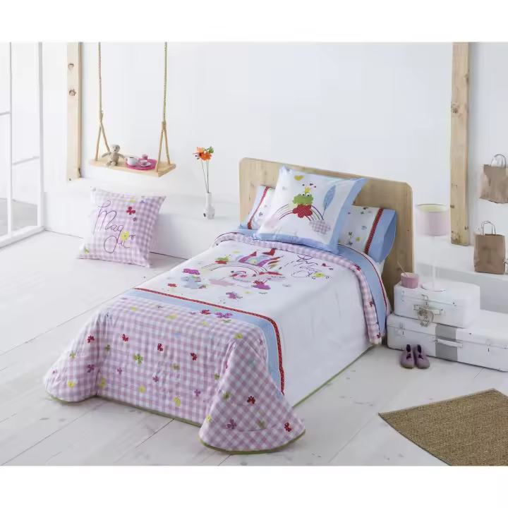 JVR - Colcha Bouti modelo MAGIC - Tejido 100% Algodón Percal 200 hilos - Estampado digital - Fabricado en España - Cama 80/90/105 - 1