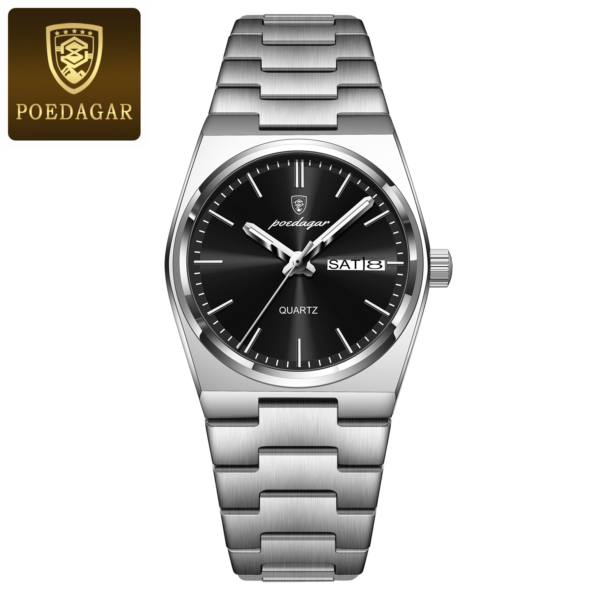 Reloj Elegante Para Mujer POEDAGAR Impermeable Con Luminiscencia Fecha Día De La Semana Reloj De Cuarzo Acero Inoxidable Moda Mujer