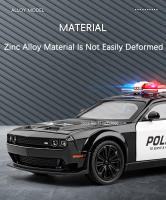 Modelo De Coche De Policía Challenger SRT Hellcat 1:22 Escala Para Niños Con Ojos Demon Y Puertas Abiertas Función Luz Y Sonido Vehículo Juguetes De Metal Para Boys - details 2