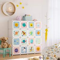Armario Modular Infantil de 16 Cubos con Puertas - Estantería de Plástico con 4 Barras para Ropa, Zapatos y Juguetes, 123x41x123 cm, Blanco - details 2