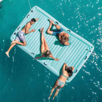 Manta flotante hinchable INTEX capacidad para 4 personas, peso máx. 400kg, con 8 asas de sujeción y 4 porta bebidas, Medidas 183x310x18cm, flotador para piscina - details 4