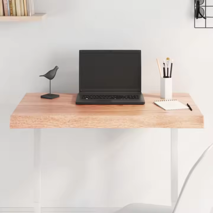 vidaXL Tablero mesa madera tratada borde natural marrón 80x50x(2-6) cm - 1
