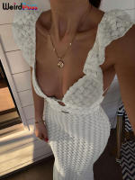 Vestido Elegante De Verano Para Mujer Con Encaje Y Volantes Doble Capa Espalda Descubierta Con Tirantes Slim Chic Para Fiestas - details 16