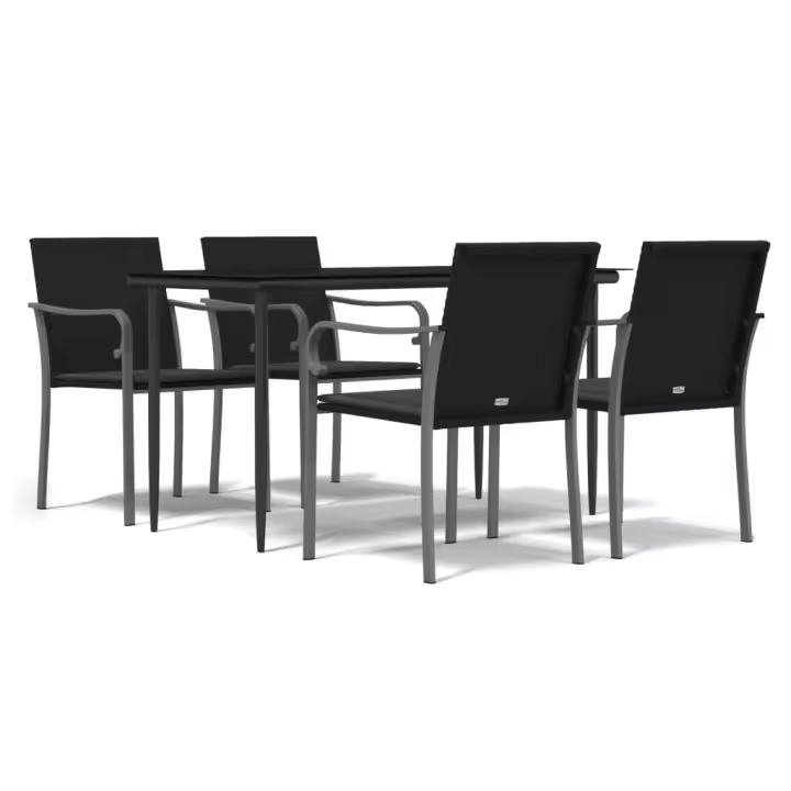 vidaXL Juego comedor jardín 5 piezas y cojines ratán sintético y acero - 1