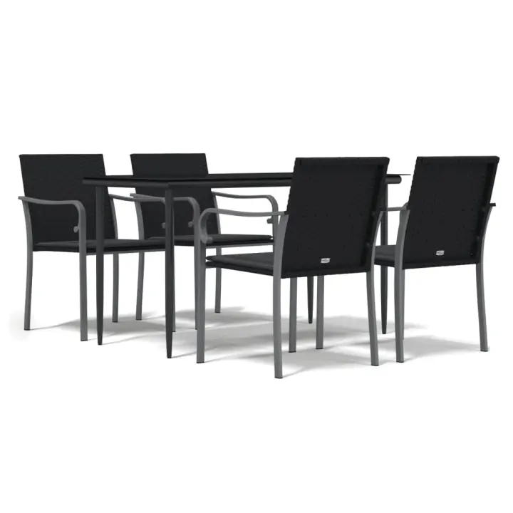 vidaXL Juego comedor jardín 5 piezas y cojines ratán sintético y acero - 1
