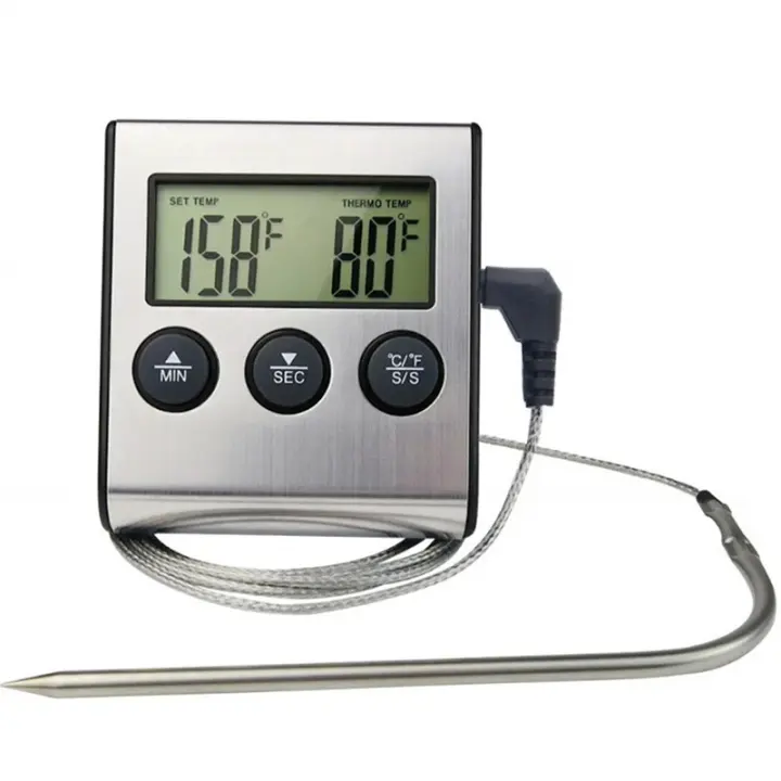 Termómetro Digital Para Cocina Con Función Timer Para Carne Y Alimentos Para Horno BBQ Asador Medidor De Temperatura Con Proba - 1