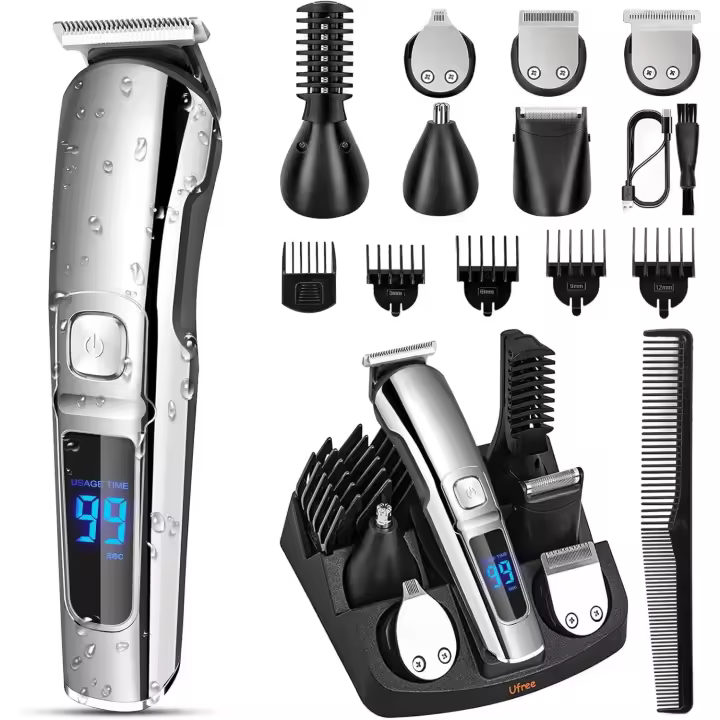 Recortador de barba para hombres, afeitadora eléctrica impermeable para nariz, cuerpo, cara y barba, traje de belleza de afeitadora para cortadora de pelo inalámbrica para hombres, regalo para el padre del marido masculino - 1