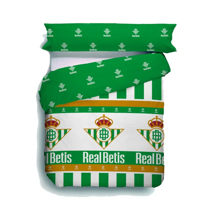 Real Betis - Funda Nórdica Real Betis, Licencia Oficial, 2 Piezas, Diseño Escudos Centrado Verde Blanco - 1