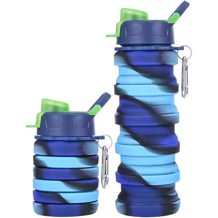 BIT Botella de Agua plegable de silicona, botella de Agua portátil a prueba de fugas de 16 oz, Taza Deportiva con pajita - 1