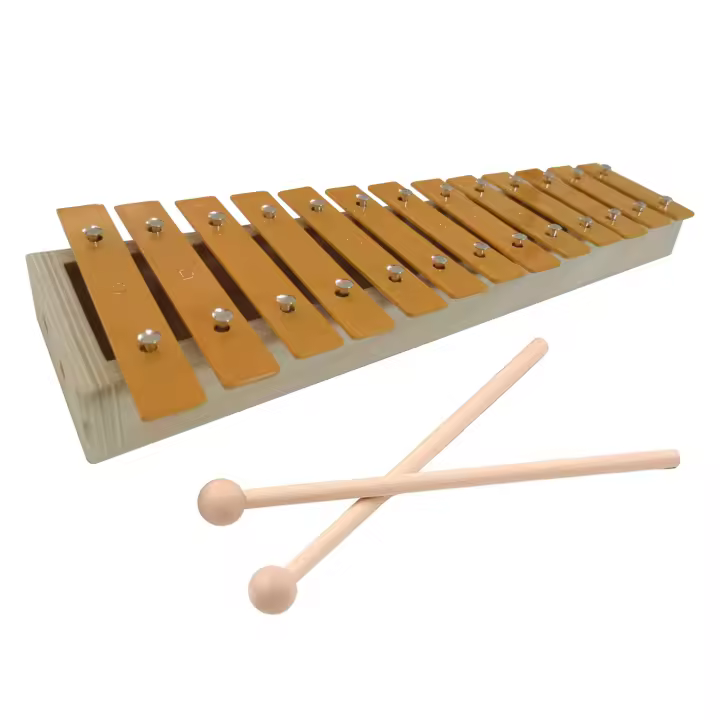 Glockenspiel De 13 Notas Xylofón Clásico Color Madera Con Teclas De Metal Y 2 Martillos Regalo Para Principiantes Y Estudiantes - 1