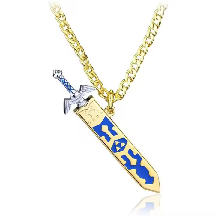 Collar de espada del cielo de la leyenda de zelda, collar de vaina desmontable en torno al juego Joker de tendencia personalizado, aleación de zinc (oro). - 1