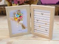 Porta fotos doble con ramo de flores preservadas para regalos de padres abuela madrina bebes madre amigas ramos artesanales de flores preservadas - details 5