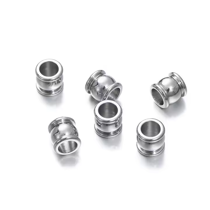 10Pcs Perlas De Acero Inoxidable Con Grandes Agujeros 4-10mm Para Creación De Joyas Pulseras Y Collares DIY - 1