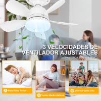 Ventilador Techo con Luz y Mando a Distancia 18' LED Regulable Lampara E27 Ventilador de Techo con Ventiladores Silencioso Velocidad, Brillo y Temperatura de Color Ajustable [Clase de eficiencia energética A++] - details 2