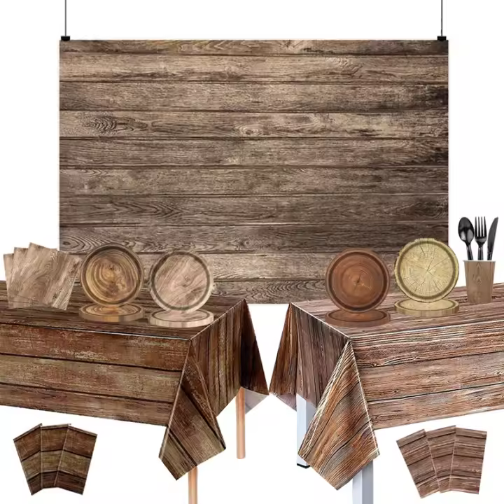 Mantel De Papel Con Patrón De Madera Natural Estilo Vintage Para Fiestas Y Bodas Tamaño 137x274cm Decoración De Mesa De Feria Rústica Occidental - 1
