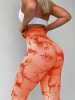 Pantalones De Yoga De Cintura Alta Sin Costuras Con Glúteos En Tie-Dye Para Mujer Elasticidad Fitness Leggings De Nylon - details 11