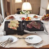 Super Crest - Parrilla Eléctrica 1800W Revestimiento Antiadherente. Regulador Temperatura LED. Obertura 180º. Placas Adaptables. Gran superfície 29×46cm. Grill Acero Inoxidable.Libre PFOA - details 3