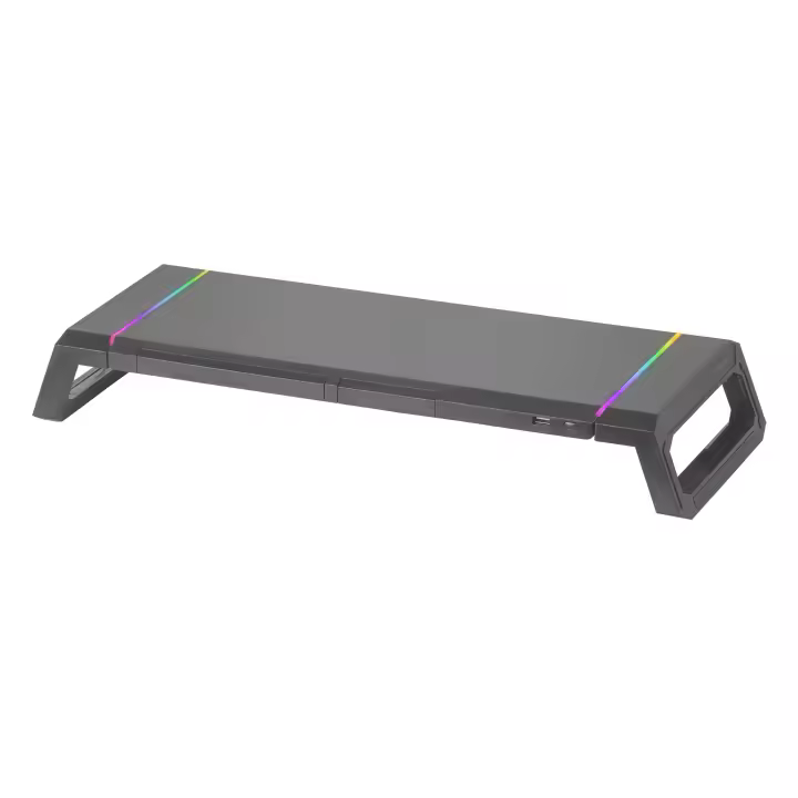 Mars Gaming MGS-ONE, Soporte Premium Monitor, Iluminación RGB Chroma, Soporte Móviles/Tablets y Cajón, Ajustable 3 Tamaños, USB 2.0, Soporte Gaming RGB Blanco - 1