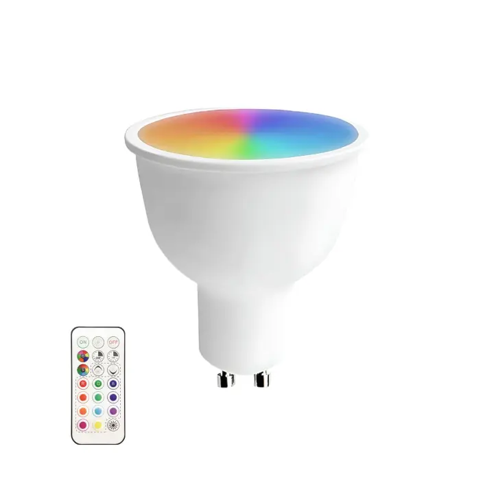 7hSevenOn Premium - Bombilla LED de Colores con Mando a Distancia GU10 Spotlight, 6W Potencia, 40W Equivalencia, 470 lúmenes, 120º, Color RGB, LED SMD, Regulable, 25.000H Vida Útil, Protección IP20 - 1