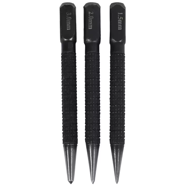 Juego de punzones centrales de acero con alto contenido de carbono, herramienta de perforación antideslizante para marcar madera, Metal, aleación, 10cm, 3 piezas - 1