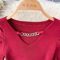 Vestido De Verano Con Diseño De Cadena Y Mangas Cortas Estilo Coreano Ajustado Para Mujer Vestido De Fiesta Mini De Cintura Alta Con Cierre Pullover - details 16