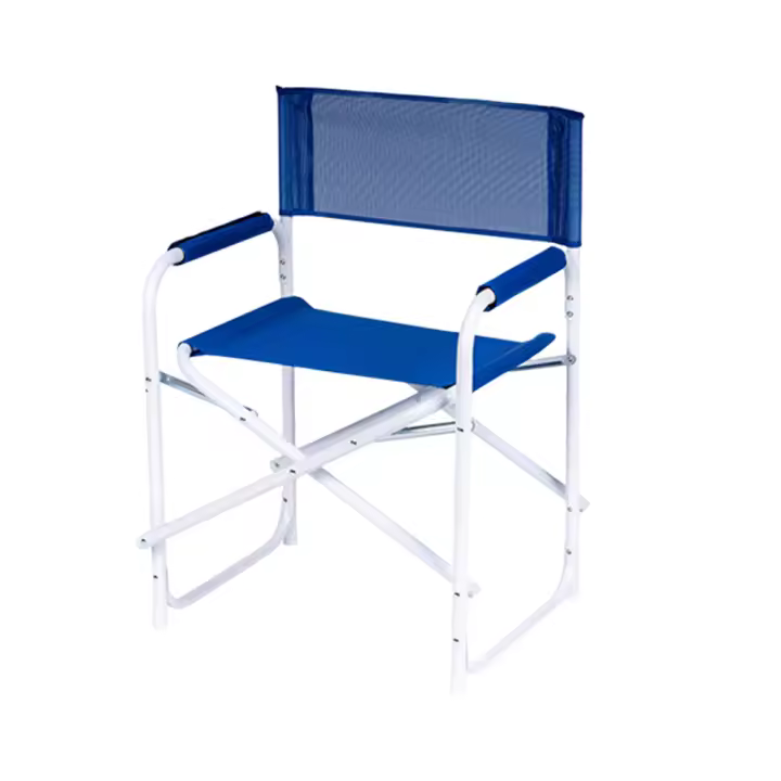 Silla de Director de Acero y Tejido Textilene Ideal para Playa Jardín or Camping Diseño Compacto y Resistant Azul - 1