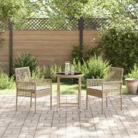 Conjunto de jardín bistró de 3 piezas con cojines beige de poliratán - details 2