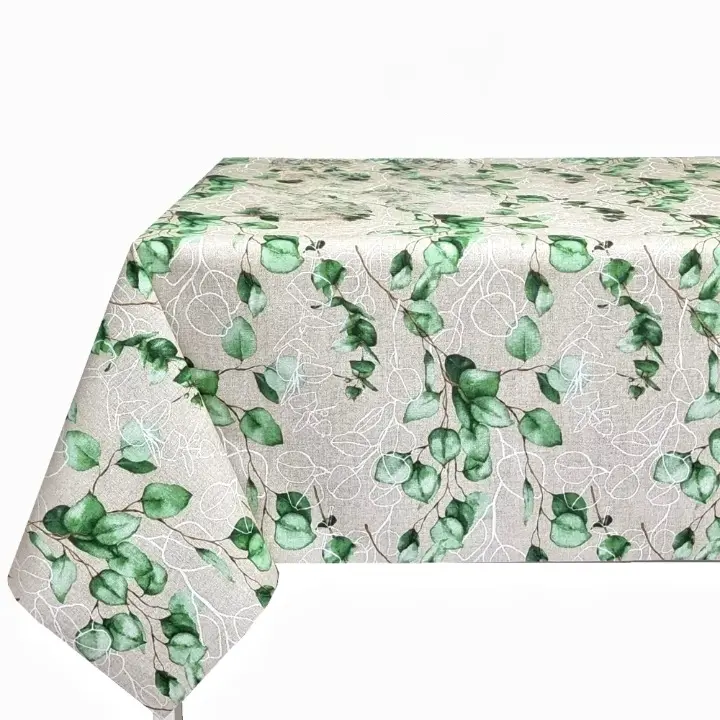 Mantel antimancha, Fiesta,cocina, Rectangular, Lavable, Impermeable, Flores，Hoja verdes ，Rosa - 1