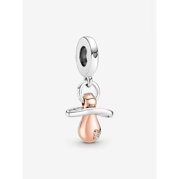 Pandora - Charm Colgante de Chupete de Bebé-Plata de Lei, Baño de Oro Rosa de 14 K - 1