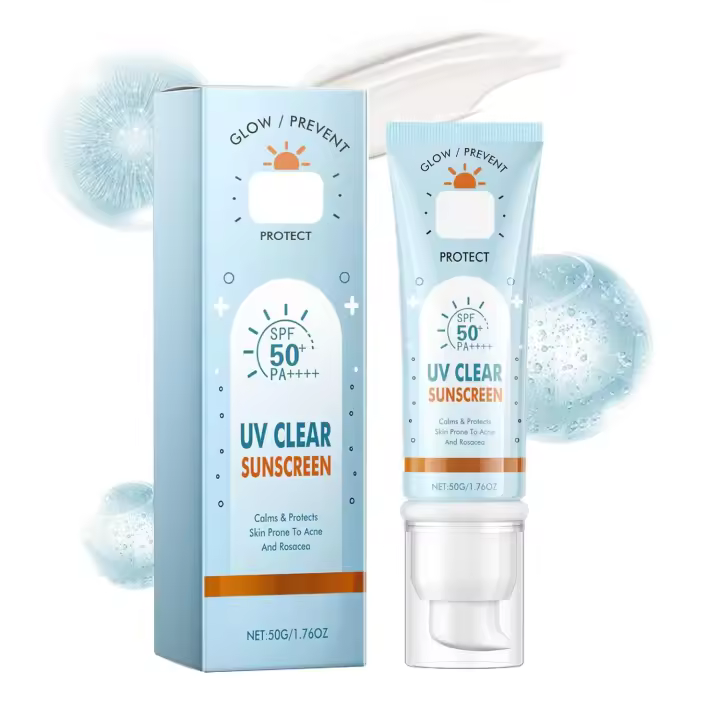 Protector solar universal con color Clear Face FPS 50, protector solar universal hidratante, protector solar facial, ligero, refrescante, no pegajoso, tamaño de viaje (3 unidades) - 1