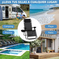 ALLINLIFE Silla plegable camping Tipo Tumbona  de mentira antivuelco y multiposición - details 1