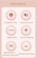Interruptores Mecánicos Outemu Peach/Lemon V2 Lubed Update Silenciosos Para Teclado Lineales Tactiles 5Pines DIY Hot-Swap Personalizable - details 1