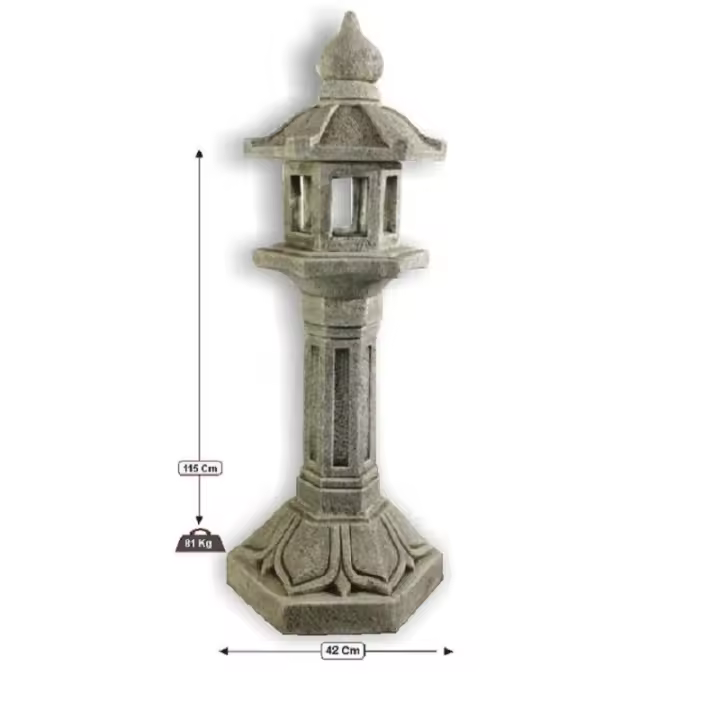 AZJARDIN.COM - Farol chino piedra artificial de 115x42cm color musgo - 1