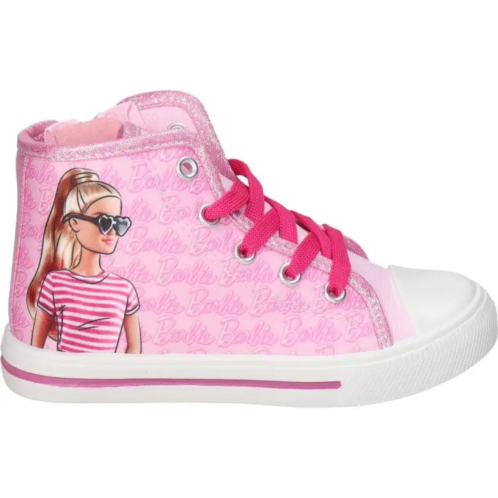 LEOMIL | Zapatillas altas BARBIE – Zapatilla Infantil Diseño de Barbie con Licencia Oficial – Color Rosa – Sneaker Barbie de Niña Cómoda y de Alta Calidad – Lonas con cordones – Máxima sujeción – Modelo BA002003 - 1