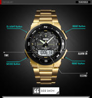 Reloj Deportivo De Moda SKMEI Para Hombres Cuarzo Digital Resistente Al Agua Con Contador Regresivo Y LED Reloj Masculino De Pulsera Acero Inoxidable - details 6