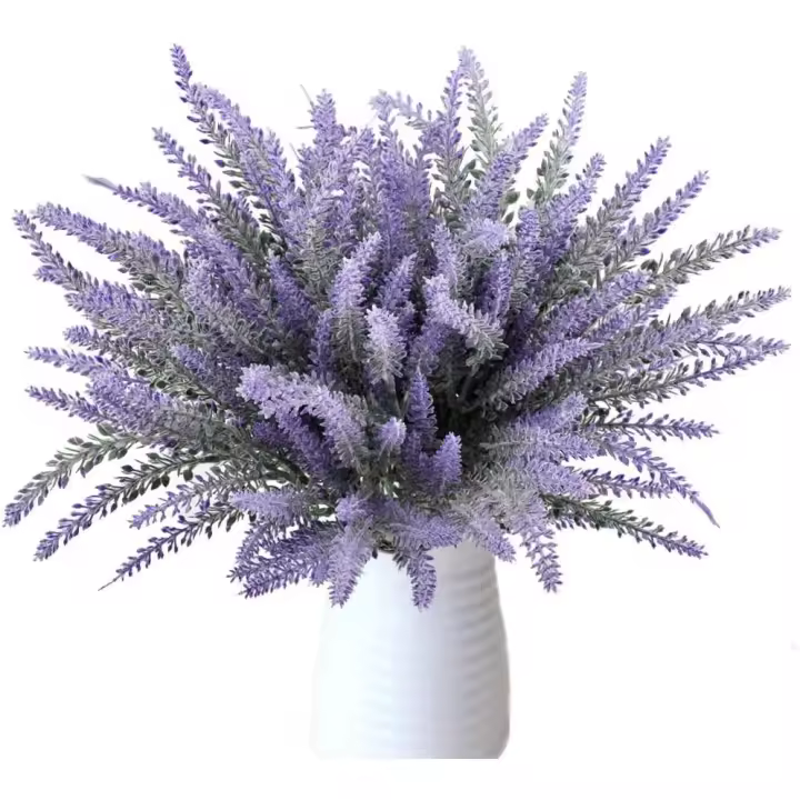8 paquetes de hermosos ramos de plantas artificiales decorativas de lavanda morada, flores reales simuladas para dormitorio y alféizar de ventana. - 1