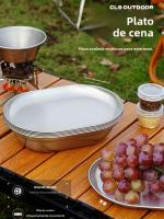 PLATO PEQUEño Y OLLA GRANDE DE ALCANCE LARGO DE ACERO INOXidable 304 CLS&NOBANA Para Camping Y Viajes Portátil Para Barbacoa Y Uso Doméstico - details 0