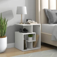 HOMCOM Mesita Auxiliar Mesa Auxiliar Blanca Mesa de Centro con Estantes de Almacenamiento para Salón Dormitorio 45x40x55 cm - details 1
