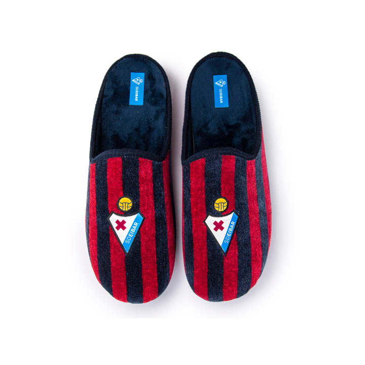 Zapatillas de Casa Oficiales SD Eibar: Confort y Estilo Artesanal Made in Spain, Tallas 28-47, Diseño Bicolor y Escudo Emblemático, Suela de Caucho Antideslizante y Planta de Espuma Antibacteriana, La
