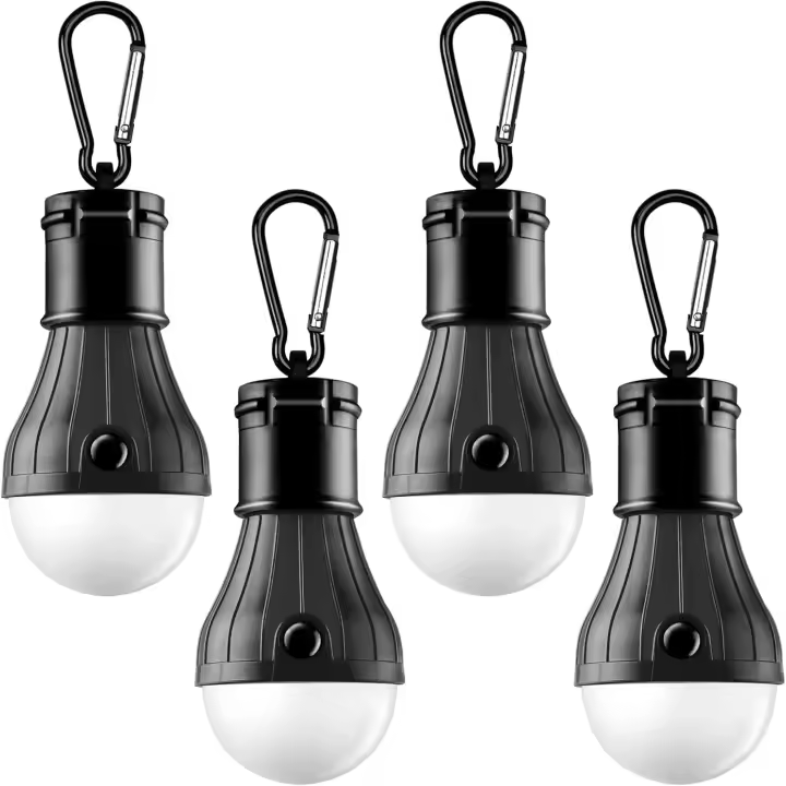 Lámparas para Tienda de campaña, 4 unidades, Luces LED portátiles para Tienda de campaña, Ganchos de clip, Luces de Emergencia Para huracampar, Ludes LED para, bombillas, linternas para acampar, equipo de camping, color Blanco - 1