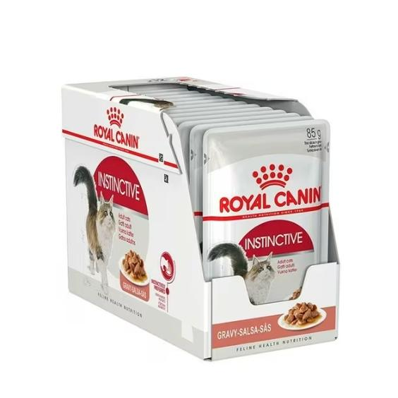 12 x 85 g | Royal Canin Instinctive Gravy | Comida húmeda para gatos adultos | Trocitos en salsa | Para apoyar un estilo de vida saludable