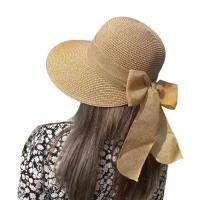 Sombrero De Paja Con Lazo Protección UV Sombrero De Playa Panamá Transpirable Moda Verano Casual Para Mujer Gran Alas - details 2