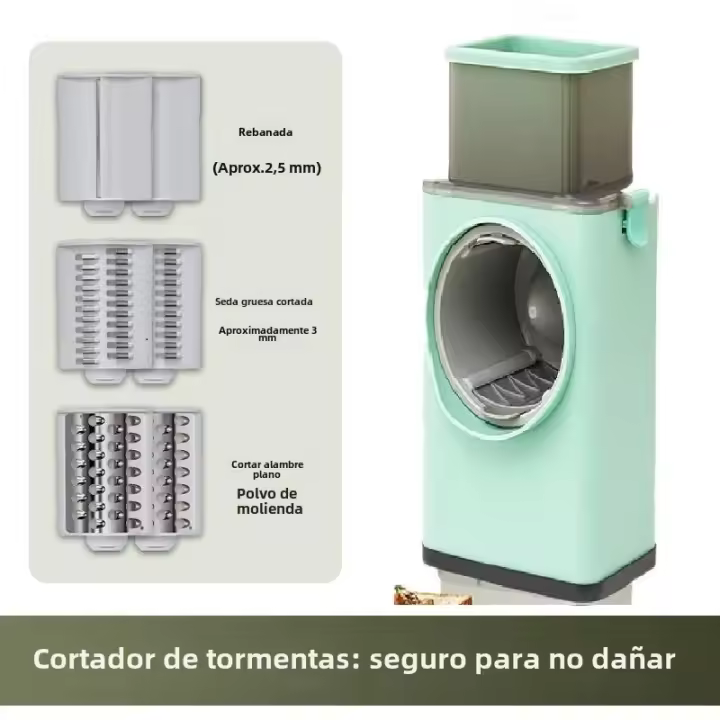 Cortador Multifuncional De Cocina Máquina De Rallar Verduras Y Cebollas Con 6 Hojas De Acero Inoxidable Para El Hogar Rallador De Patatas Manual - 1