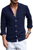 Camisa De Manga Larga Para Hombre Vintage Casual De Algodón Y Lino Con Botones Estilo Playa Transpirable Y Ligera Para Todas Las Estaciones - details 4