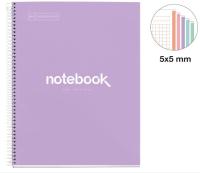 Apli Miquelrius - Cuaderno A4 Notebook Emotions, 120 Hojas de 90 g/m², Cuadricula 5 mm, 5 Franjas de Colores, Espiral Microperforado, Cuaderno Cuadriculado, Tapa ExtraRigida, 4 Taladros, Lavanda - details 0