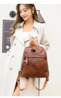 Mochila ligera coreana para mujer, sencilla, de piel sintética suave, de gran capacidad, para viajes y ocio. - details 2