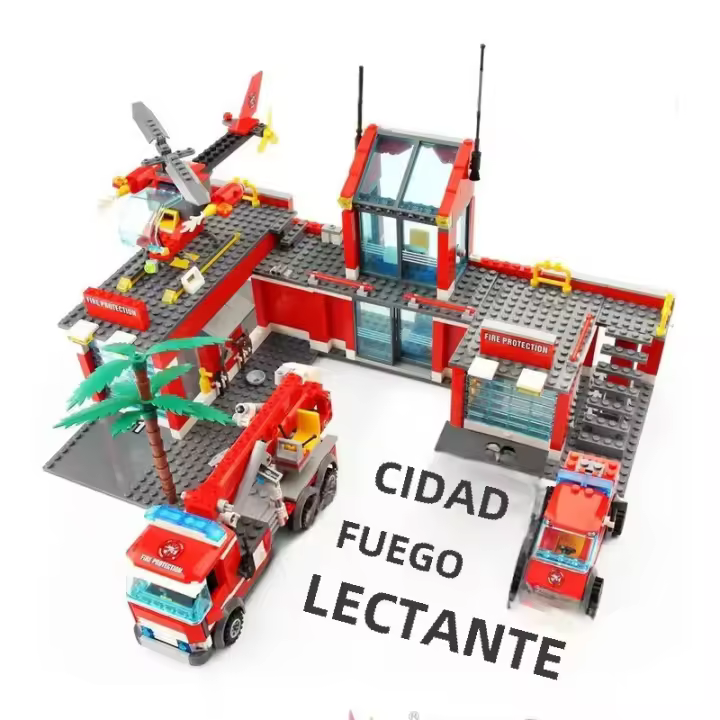 Bloques De Construcción De La Ciudad Serie Estación De Bomberos Con Camión Helicóptero Barco Juguete Asamblea Para Niños Regalos - 1