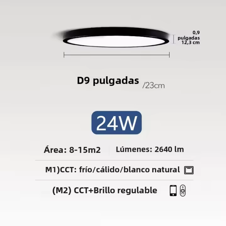 Lámpara De Techo Inteligente LED MARPOU 0.9 Pulgadas Para Dormitorio Moderna Y Ultrafina Con Control Remoto Y Aplicación APP Para Habitación - 1