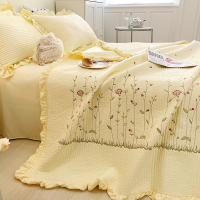 Cubierta De Edredón De Verano Con Bordado De Flores Y Volantes Estilo Princesa Coreana 1/3Pc Fundas Para Edredón Microfibra Seda 400TC Sin Alérgenos Para Adultos - details 10